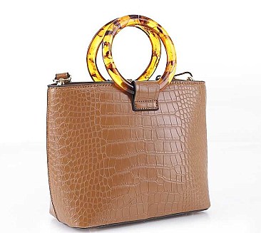 FASHION ACETATE HANDLE CROSS BODY BAG