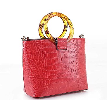 FASHION ACETATE HANDLE CROSS BODY BAG