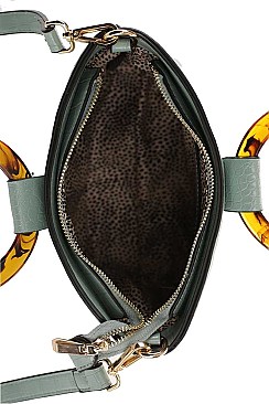 FASHION ACETATE HANDLE CROSS BODY BAG