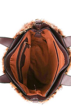 CHIC SOFT FAUX LEOPARD FUR TOTE BAG