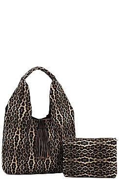 2IN1 FASHION TASSEL ACCENT HOBO BAG WITH LONG STRAP