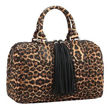 LEOPARD TASSEL BOSTON BAG JY-0280 > Croc & Animal Print > Mezon