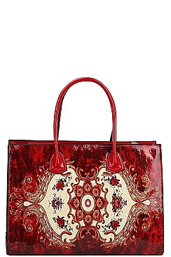 3 IN 1 MOROCCAN GLOSSY SATCHEL WITH WALLET