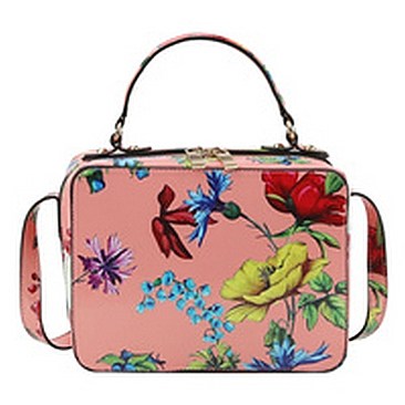 Glossy Flower Printed Boxy Crossbody Bag