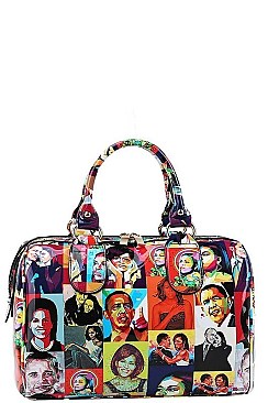 3IN1 OBAMA PAINTING ART BOSTON BAG AND CLUTCH SET