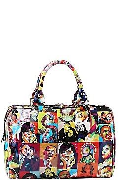 3IN1 OBAMA PAINTING ART BOSTON BAG AND CLUTCH SET