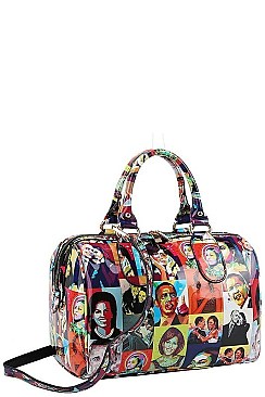 3IN1 OBAMA PAINTING ART BOSTON BAG AND CLUTCH SET