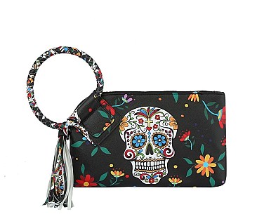 Skull Cuff Graffiti Tassel Clutch