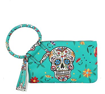 Skull Cuff Graffiti Tassel Clutch