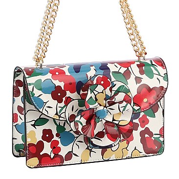 3D Flower Printed Shoulder Bag Satchel