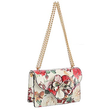 3D Flower Printed Shoulder Bag Satchel