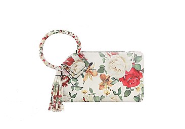 Flower Print Cuff Handle Clutch