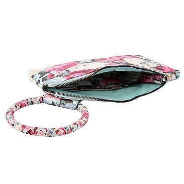 Flower Print Cuff Handle Clutch