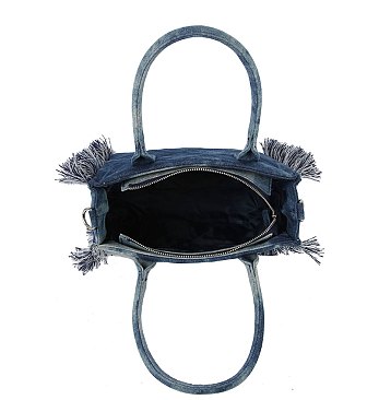 Quilted Tie Dyed Denim Tote with Guitar Strap