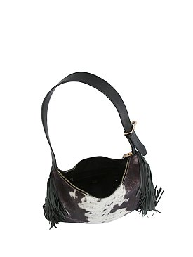 Calf Hair Cow Printed Fringe Hobo