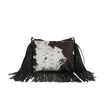 Calf Hair Cow Printed Fringe Crossbody Bag