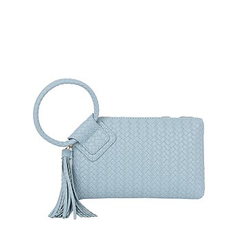 Woven Fringe Cuff Handle Clutch