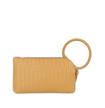 Woven Fringe Cuff Handle Clutch