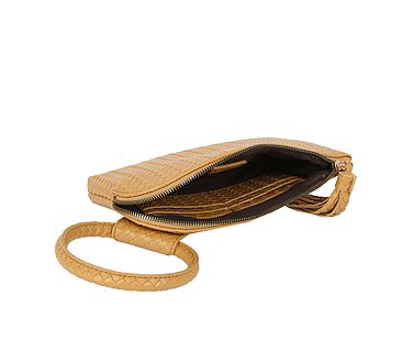 Woven Fringe Cuff Handle Clutch