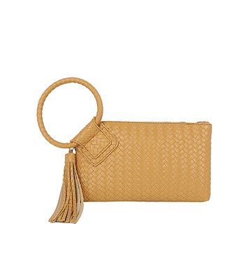 Woven Fringe Cuff Handle Clutch