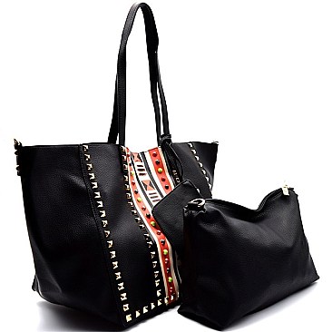 JY0116-LP Aztec Theme Stud 2 in 1 Tote