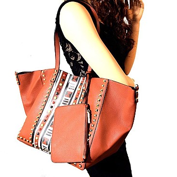 JY0116-LP Aztec Theme Stud 2 in 1 Tote