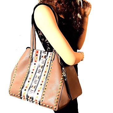 JY0116-LP Aztec Theme Stud 2 in 1 Tote