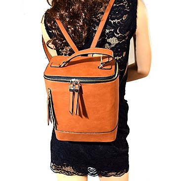 JY0132-LP Zipper-top Boxy Fashion Backpack