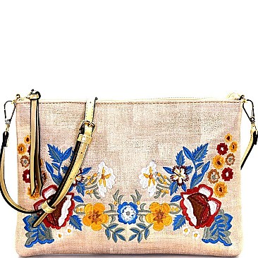 JY0148-LP Flower Embroidery Bohemian Clutch Cross Body