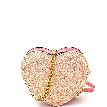 JY0211-LP Heart Shape Glittery Patent 2 Way Cross Body Fanny Pack