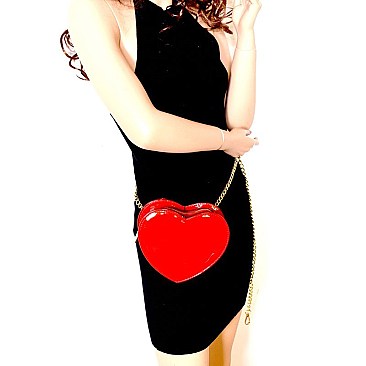 JY0212-LP  Heart Shape Cute Patent 2 Way Cross Body Fanny Pack