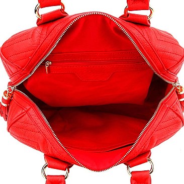 Tassel Accent Chevron Quilted Boston Satchel MH-JY0231
