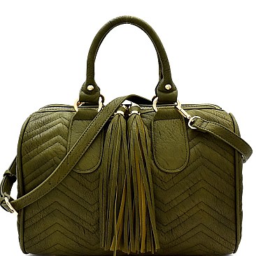 Tassel Accent Chevron Quilted Boston Satchel MH-JY0231