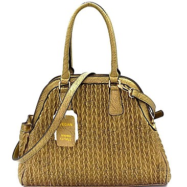 Tassel Accent Chevron Quilted 2-Way Satchel  MH-JY0232