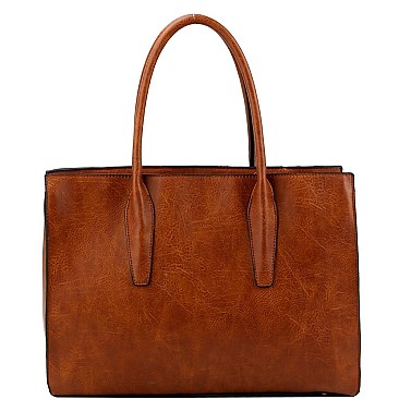 2 in 1 Structured Color Block Crocodile Print Patchwork Satchel