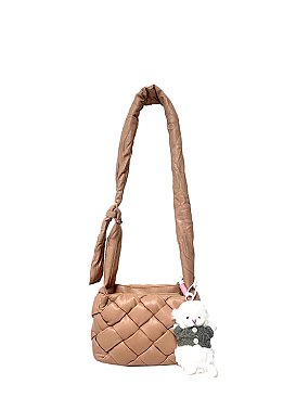 Bag Charm Puffy Woven Crossbody Bag