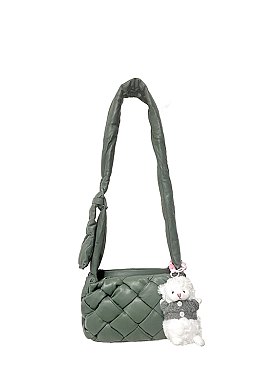 Bag Charm Puffy Woven Crossbody Bag