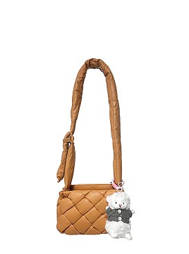 Bag Charm Puffy Woven Crossbody Bag