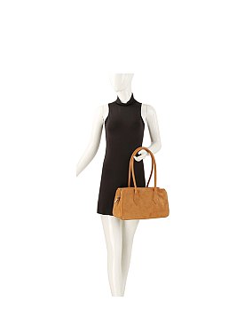 Faux Suede Boston Bag Tote
