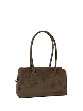 Faux Suede Boston Bag Tote
