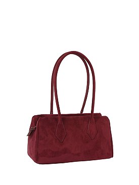 Faux Suede Boston Bag Tote