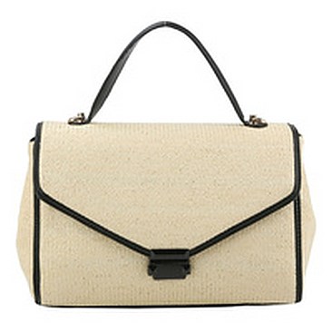 Straw Neon Trimmed Satchel