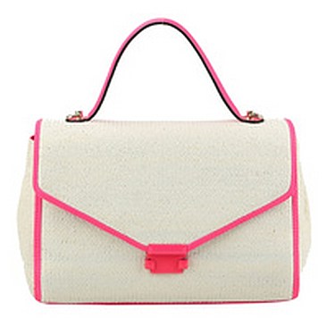 Straw Neon Trimmed Satchel