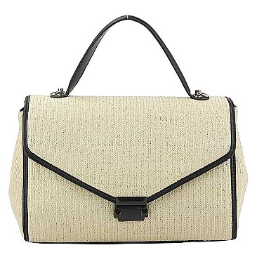 TRENDY STYLISH STRAW TEXTURE BAGUETTE BAG