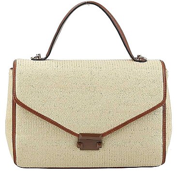 TRENDY STYLISH STRAW TEXTURE BAGUETTE BAG