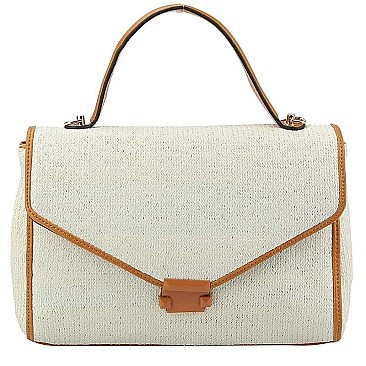 TRENDY STYLISH STRAW TEXTURE BAGUETTE BAG