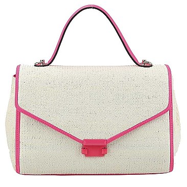 TRENDY STYLISH STRAW TEXTURE BAGUETTE BAG