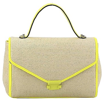 TRENDY STYLISH STRAW TEXTURE BAGUETTE BAG