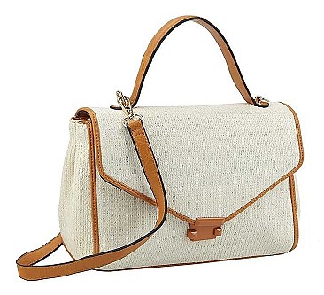 TRENDY STYLISH STRAW TEXTURE BAGUETTE BAG