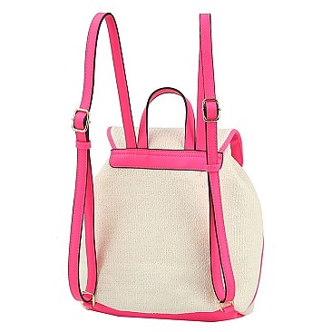 Straw Neon Trimmed Backpack